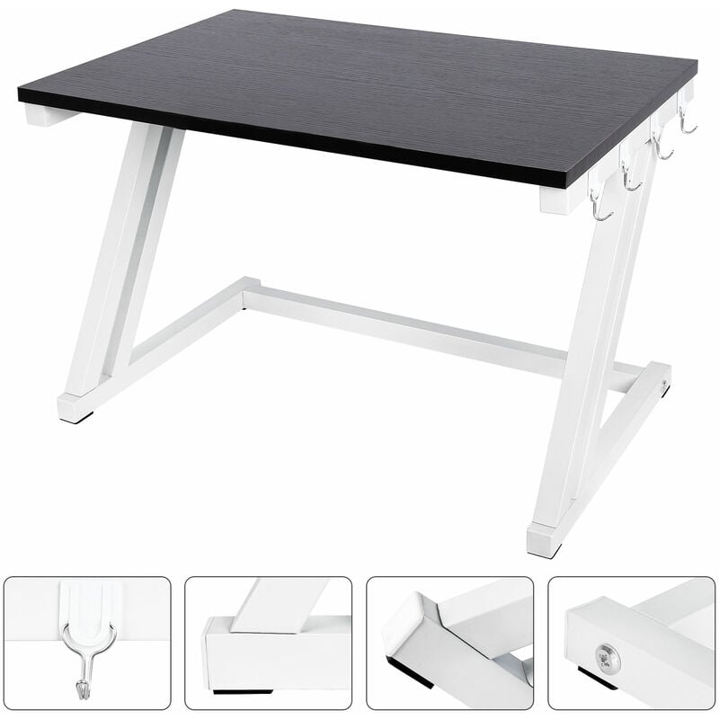 foto del prodotto haloyo supporto per forno a microonde a 2 strati, ripiano regolabile per cucina con 4 ganci 57 x 38 x 38 cm bianco nero