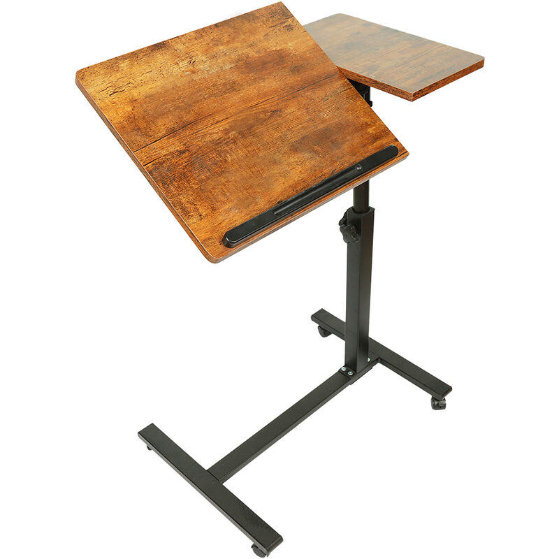 foto del prodotto haloyo tavolino da laptop, rotelle con freni, altezza regolabile,ripiano, 2 aste antiscivolo 6034.558 90 cm giallo retr 