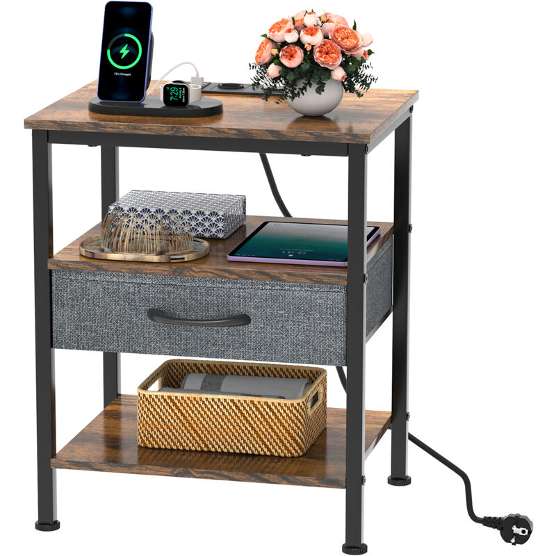 foto del prodotto haloyo tavolino moderno con rotelle con multipresa e 1 cassetto, tavolino da divano, tavolino da caff , per soggiorno, camera da letto, 40x30x60cm,