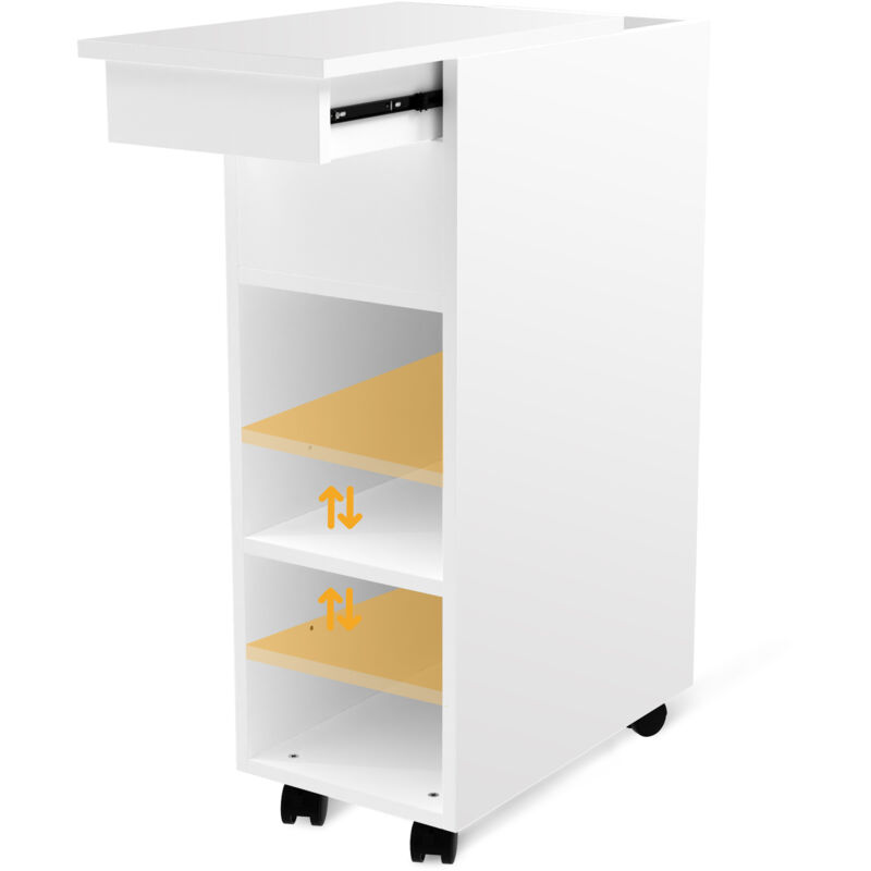 foto del prodotto haloyo tavolino moderno con rotelle, tavolino da divano, tavolino da caff , per soggiorno, camera da letto, 45x25x70cm, bianco