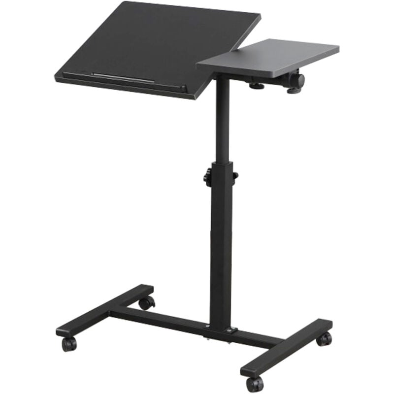 foto del prodotto haloyo tavolino porta pc scrivania del laptop con ruote, altezza e inclinazione regolabili, nero 60 34,5 58 90 cm