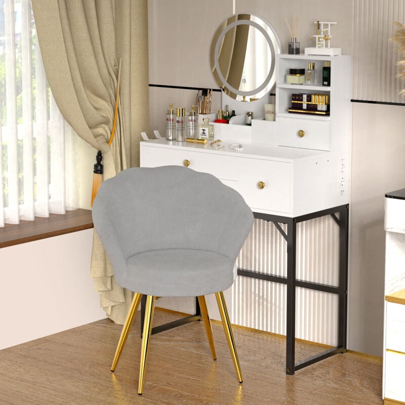 foto del prodotto haloyo tavolo da trucco, tavolo da toeletta con specchio e luminosit regolabile, tavolo cosmetico, 80x40x140, bianco