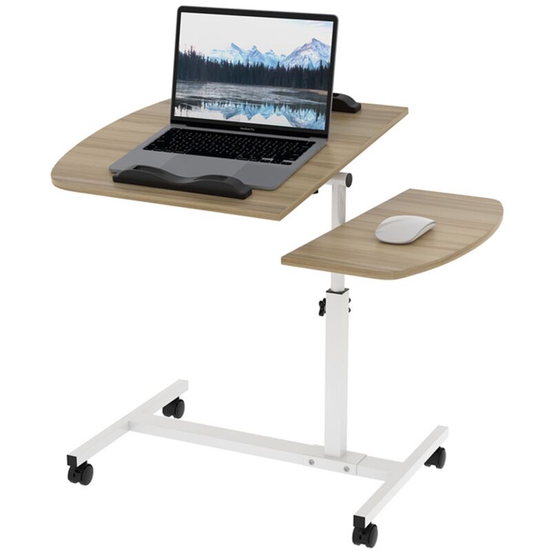 foto del prodotto haloyo tavolo per computer con ruote, tavolo da letto, scrivania regolabile in altezza, per computer, assistenza medica, caff , 60x40x61,5 96,5 cm,