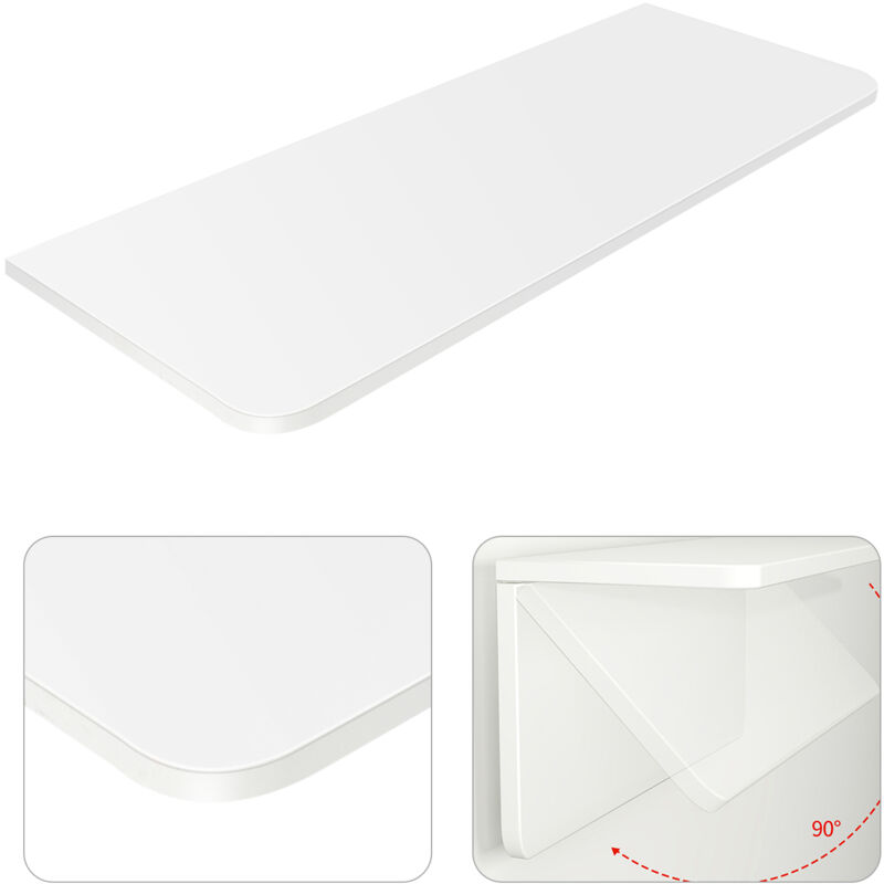 foto del prodotto haloyo tavolo pieghevole da parete, scrivania pieghevole per computer in legno massello, tavolo ribaltabile da parete, 80 x 50 x 1,6 cm,bianco