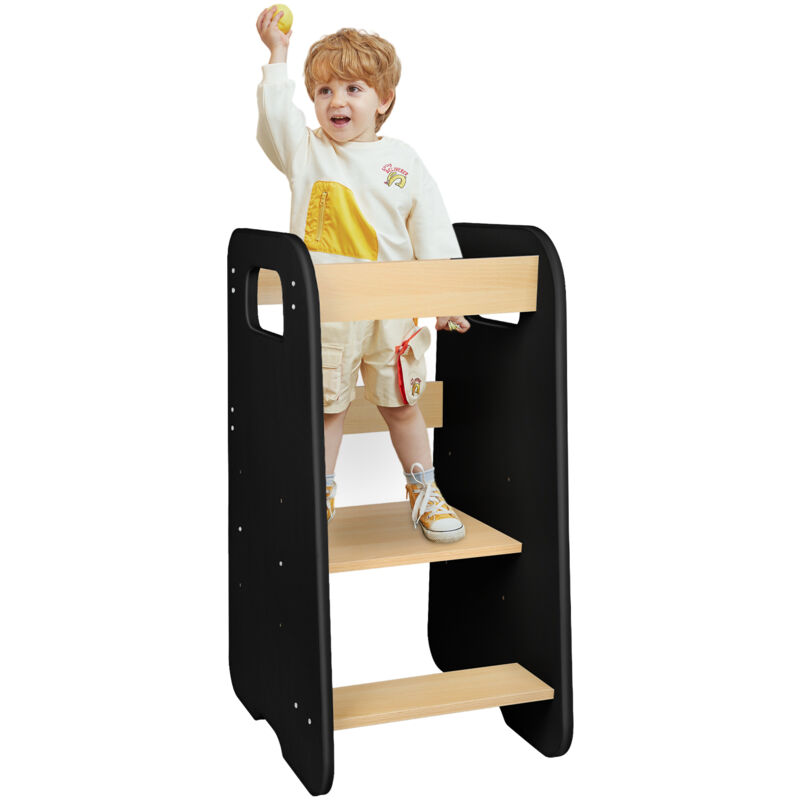 foto del prodotto haloyo torre di apprendimento per bambini barra di sicurezza 80x50x40cm nero