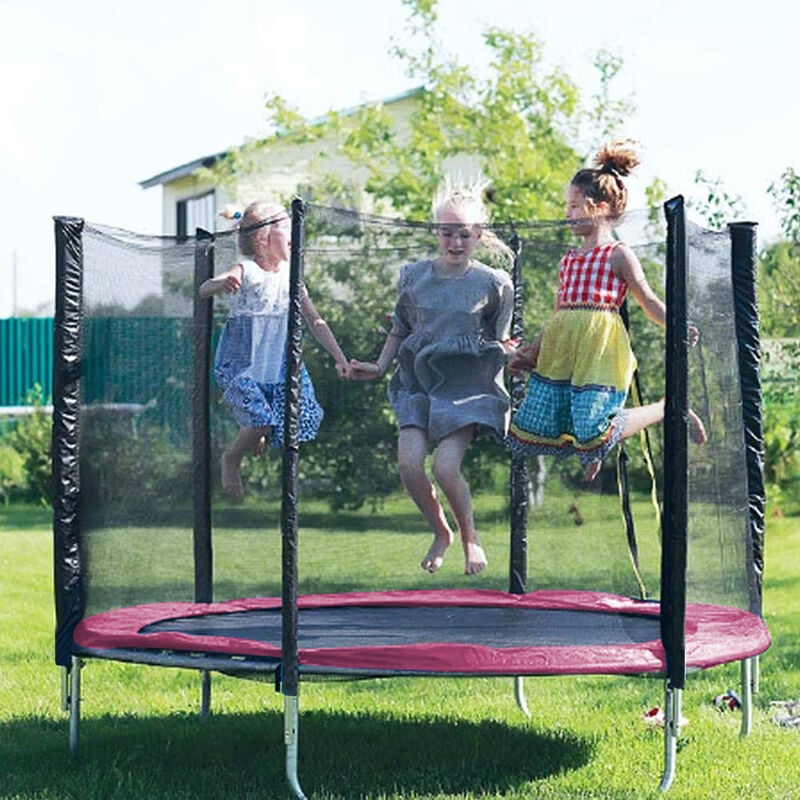foto del prodotto haloyo trampolino, tappeto elastico da 183 cm 6 piedi per giardino, rete di sicurezza,rosa