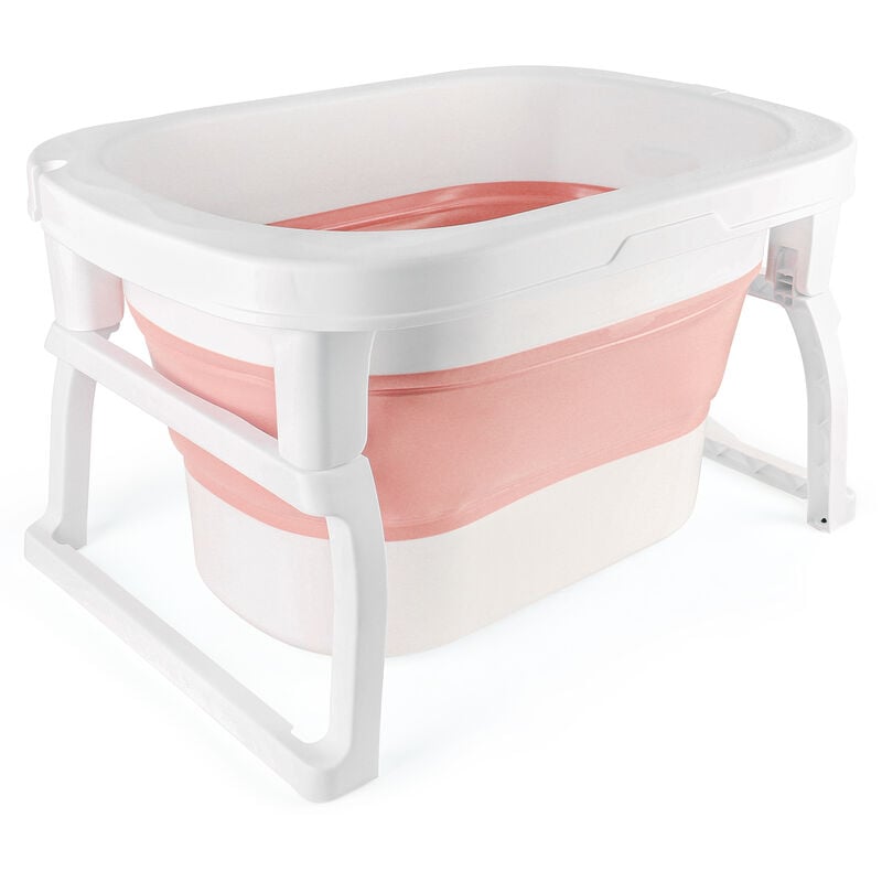 foto del prodotto haloyo vasca da bagno pieghevole per bambini ,vaschetta bagnetto antiscivolo portatile con cuscino,72 x 51 x 42 cm,rosa