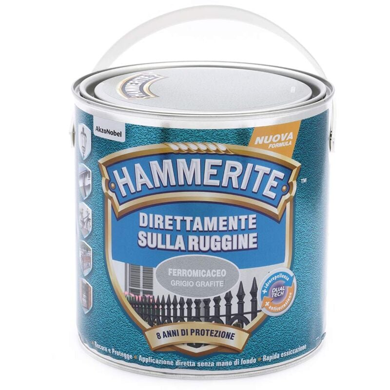 foto del prodotto hammerite direttamente sulla ruggine ferromicaceo grigio grafite 2.5 l