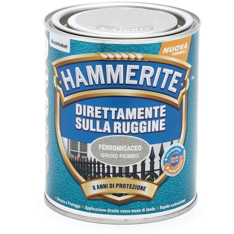 foto del prodotto hammerite direttamente sulla ruggine ferromicaceo grigio piombo 0.75 l