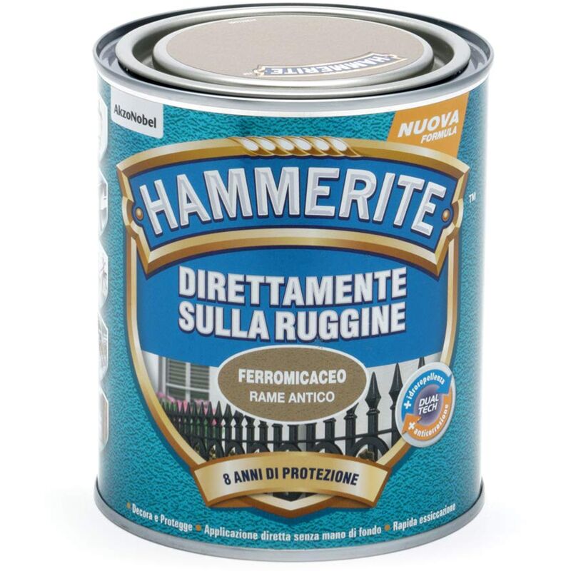 foto del prodotto hammerite direttamente sulla ruggine ferromicaceo rame antico 0.75 l