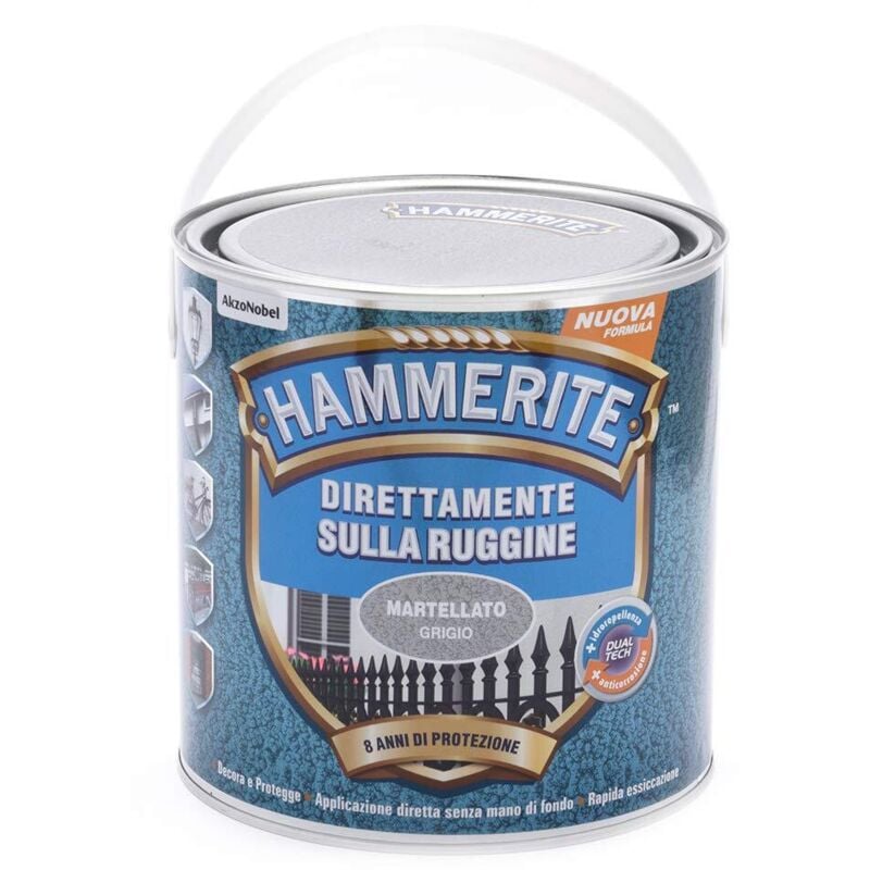 foto del prodotto hammerite smalto direttamente sulla ruggine. grigio martellato 2.5 l .