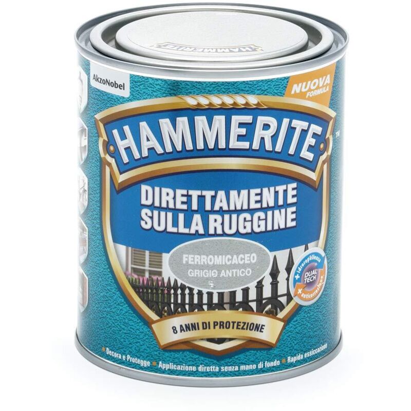 foto del prodotto hammerite smalto per ruggine effetto ferromicaceo. grigio antico opaco 750 ml .