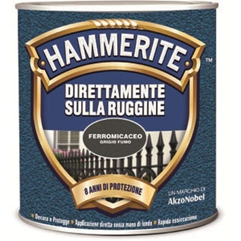 foto del prodotto hammerite smalto per ruggine effetto ferromicaceo. grigio fumo opaco 750 ml .