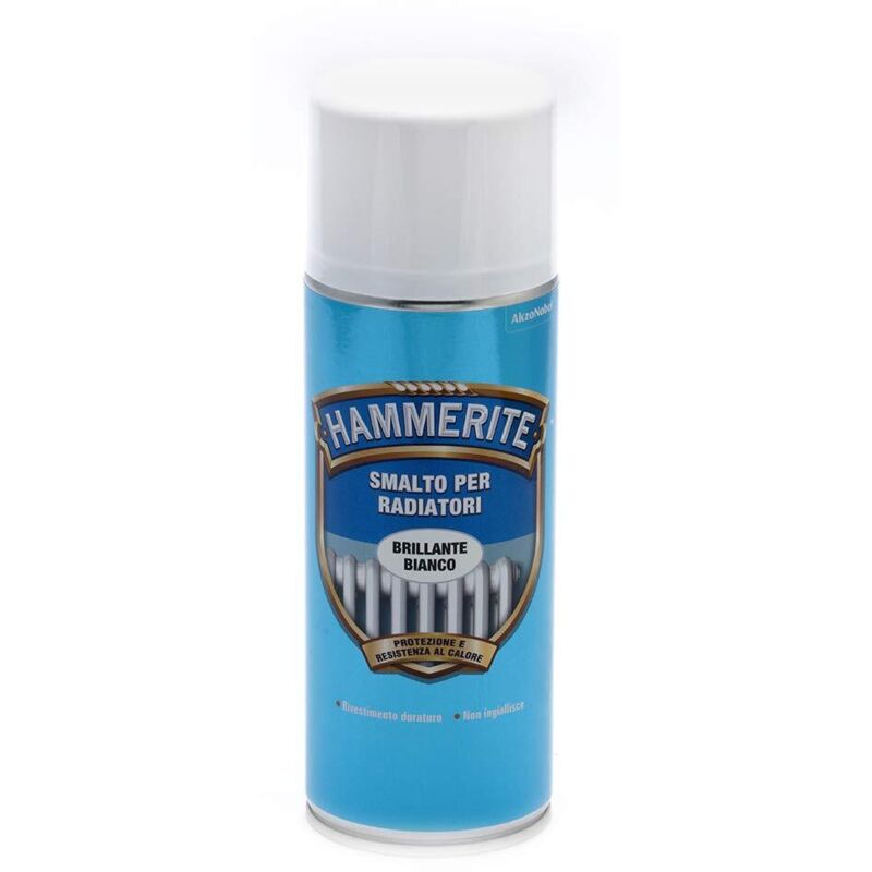 foto del prodotto hammerite smalto spray anti ruggine per radiatori. bianco brillante 400 ml .