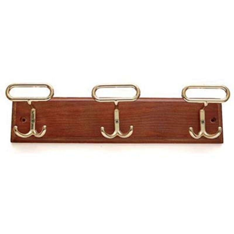 foto del prodotto hand appendiabiti a muro leonzio legno noce acciaio oro posti 3 cm 32 1 pezzo