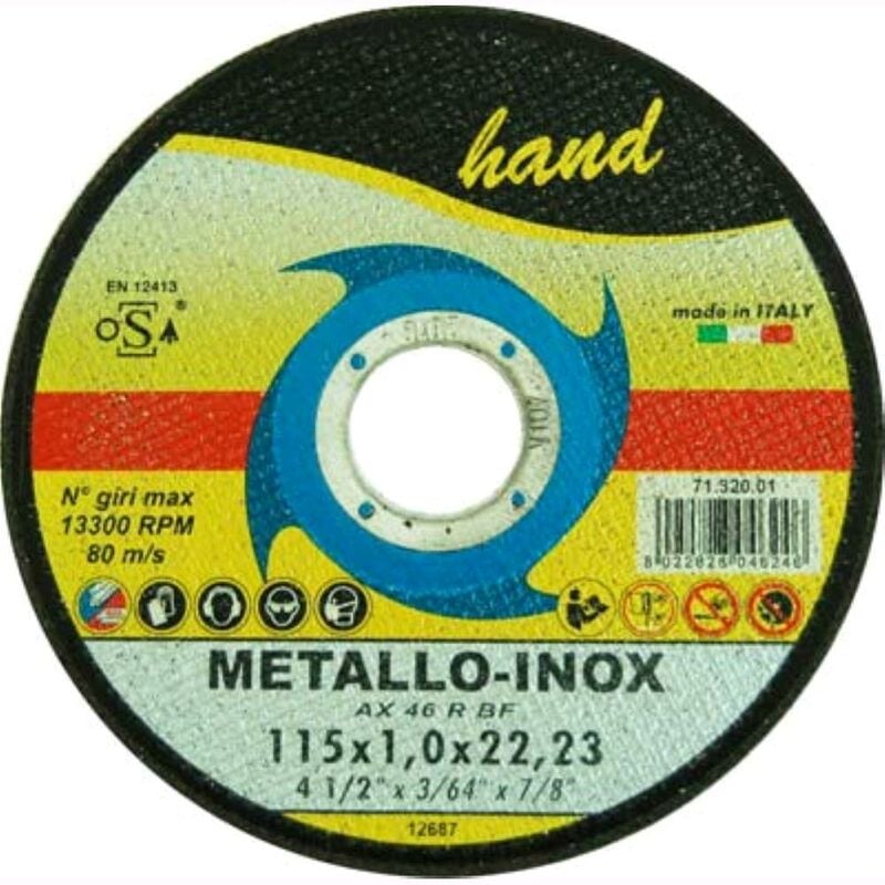 foto del prodotto hand - disco abrasivo taglio ferro piano mm 115x22,2 h.mm 1,0