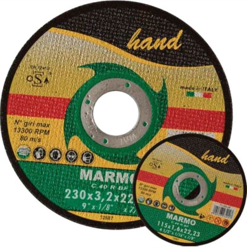 foto del prodotto hand disco abrasivo taglio marmo piano mm 230x22,2 h.mm 1,9