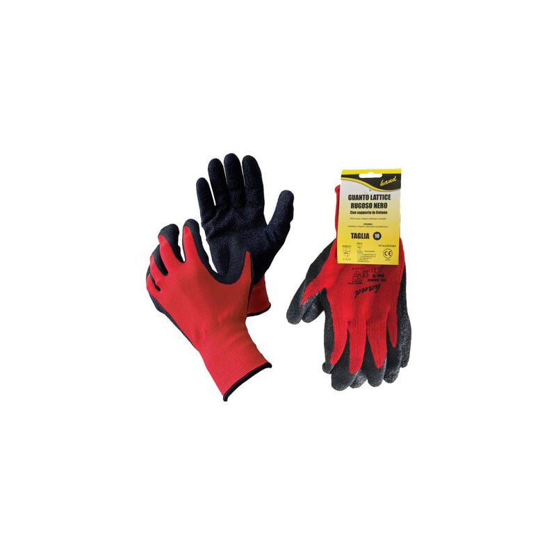 foto del prodotto hand guanto lattice rugoso nero hv maglia pesante cotone rosso 11