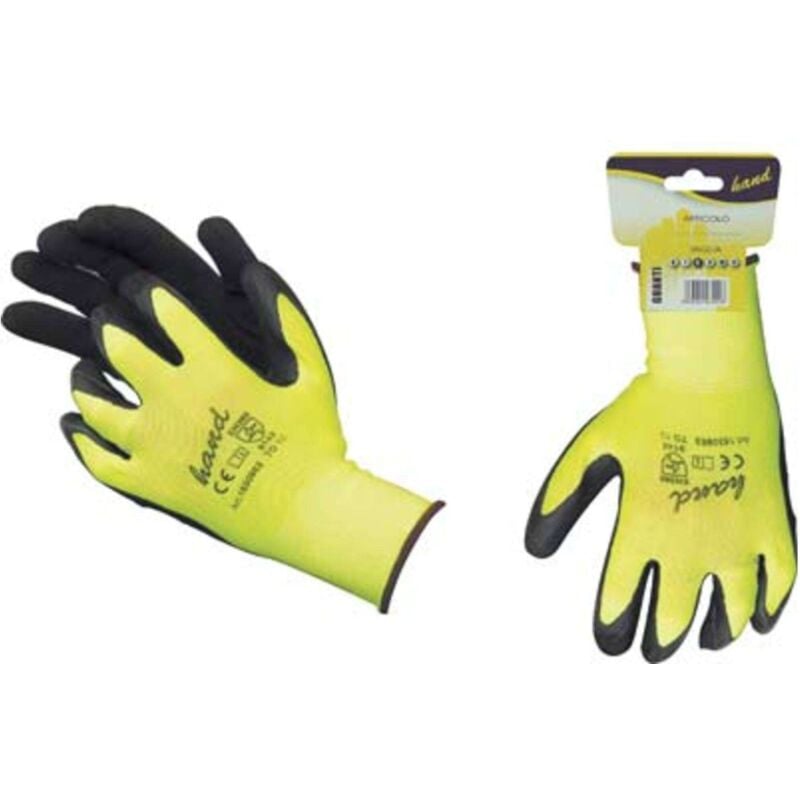 foto del prodotto hand guanto lattice rugoso nero maglia leggera sintetico giallo 10