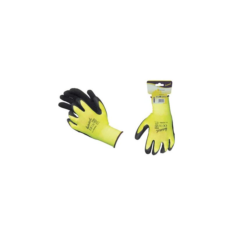 foto del prodotto hand guanto lattice rugoso nero maglia leggera sintetico giallo 9 conf. da 12pa