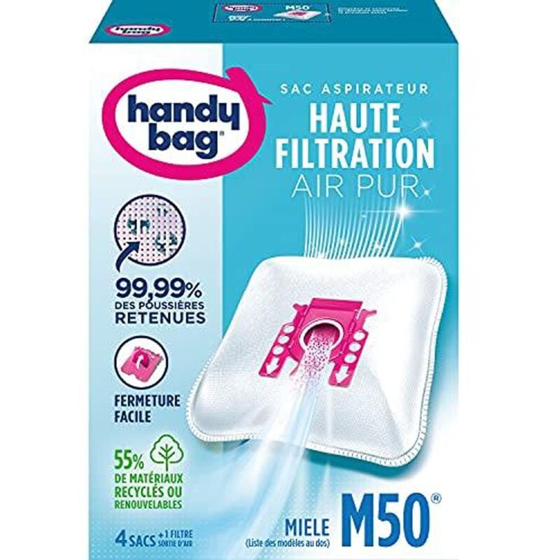 foto del prodotto handy bag melitta m50 4 sacchetti per aspirapolvere miele con chiusura ermetica, filtro anti allergeni, filtro motore