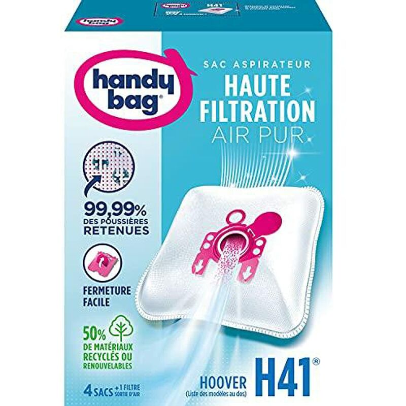 foto del prodotto handy bag sacchetti per aspirapolvere hoover t lios sensory, 4 sacchetti 1 filtro anallergico, compatibile con hoover, materiale microfibra,