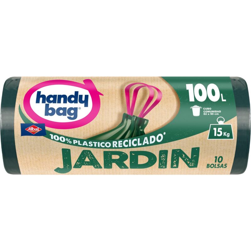 foto del prodotto handy bag sacchetti per bidoni da giardino sacchetti per bidoni da giardino, extra robusti e antigoccia, a chiusura automatica, 100 plastica