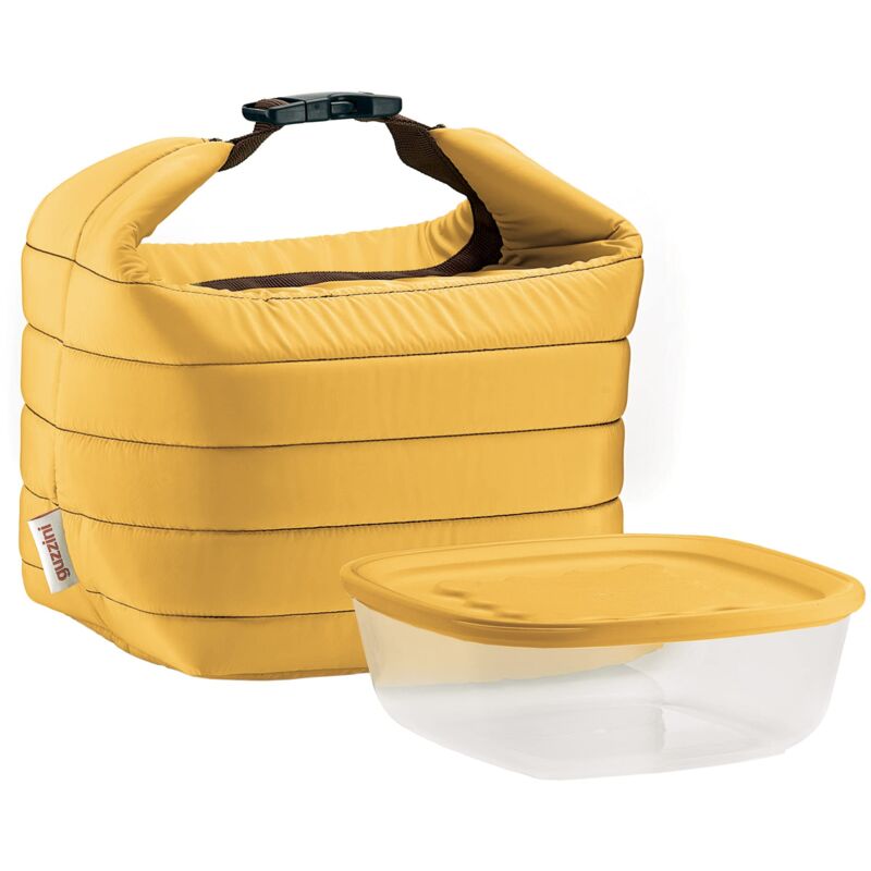 foto del prodotto handy set borsa termica con contenitore salvafreschezza on the go, ocra, borsa 22 x 18 x h22 cm, contenitore 19.6 x 19.6 x h7 cm, 1400 cc guzzini