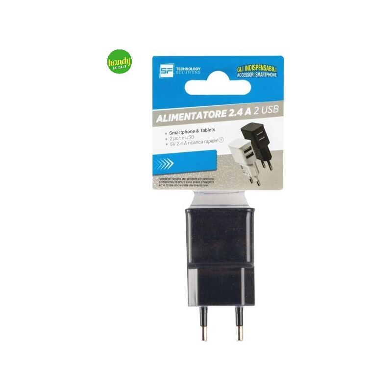 foto del prodotto handyfaidate alimentatore handy 5v 2,4a 2 usb nero