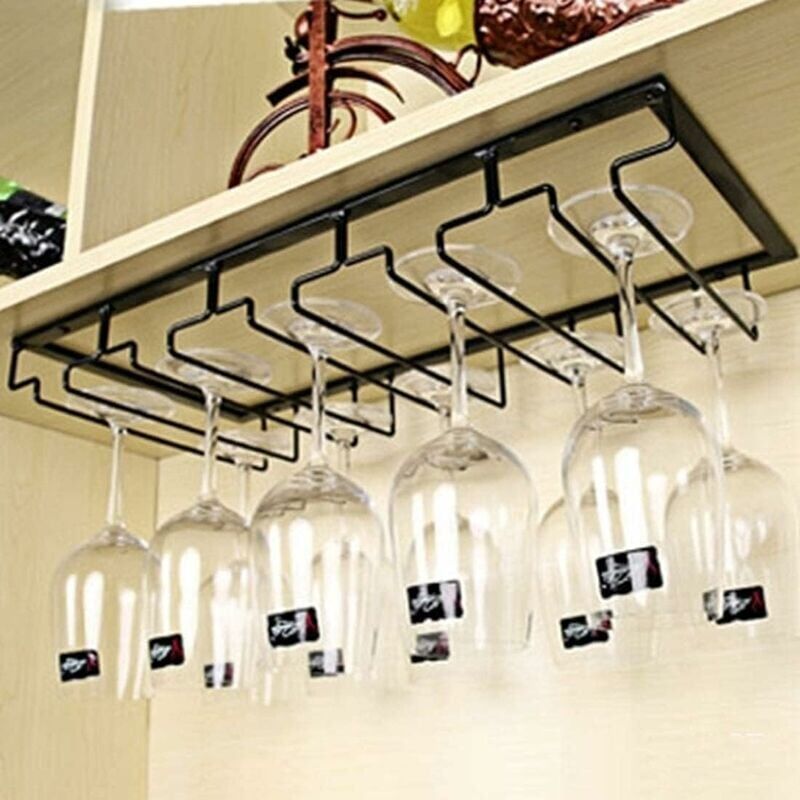 foto del prodotto hanging glass rack wine glass rack with 5 rails for 10 15 glasses, 50 x 22.5 x 5.5 cm