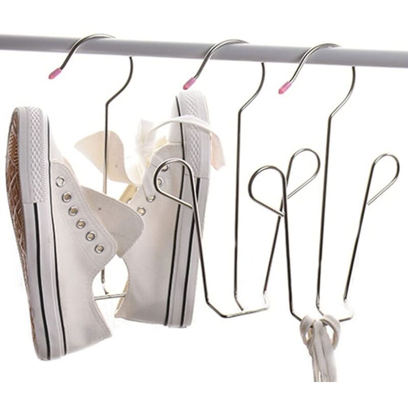 foto del prodotto hanging shoe rack stainless steel shoe rack multi function hook windproof shoe organizer convenient and professional