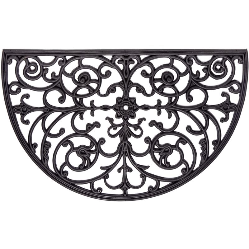 foto del prodotto hanse home zerbino semicircolare in gomma per interni ed esterni, 45 x 75 cm, effetto ghisa, resistente alle intemperie, antiscivolo, per ingresso,