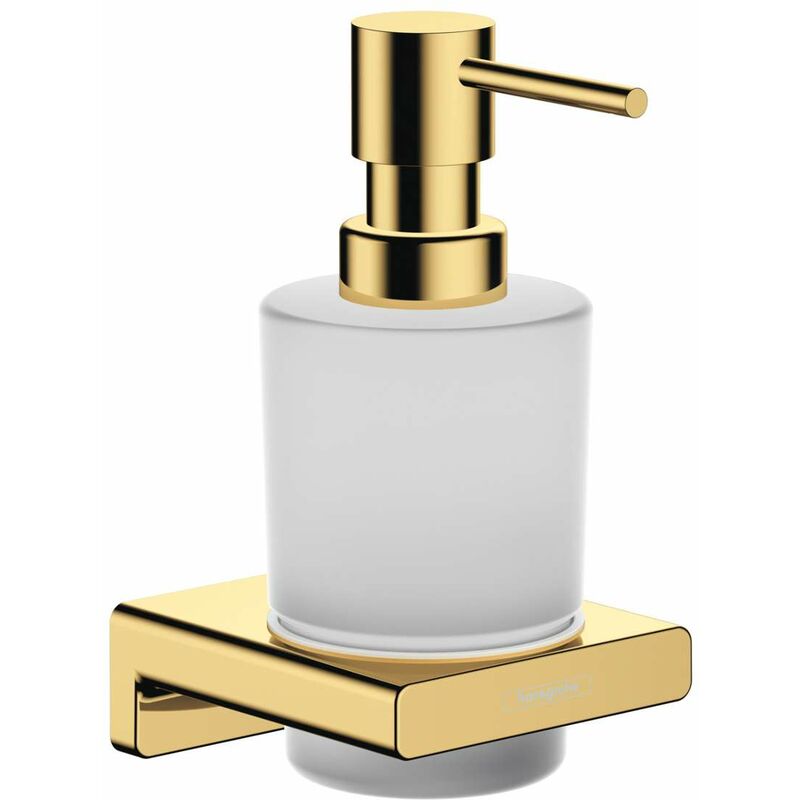 foto del prodotto hansgrohe - addstoris - dispenser di sapone liquido con supporto, vetro opaco color oro lucido 41745990