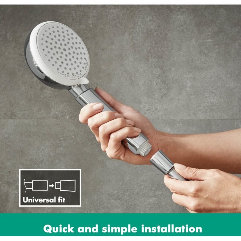 foto del prodotto hansgrohe crometta 100 doccetta per doccia a risparmio idrico 9 l min ecosmart , doccino con 4 getti, soffione doccia rotondo 100 mm con