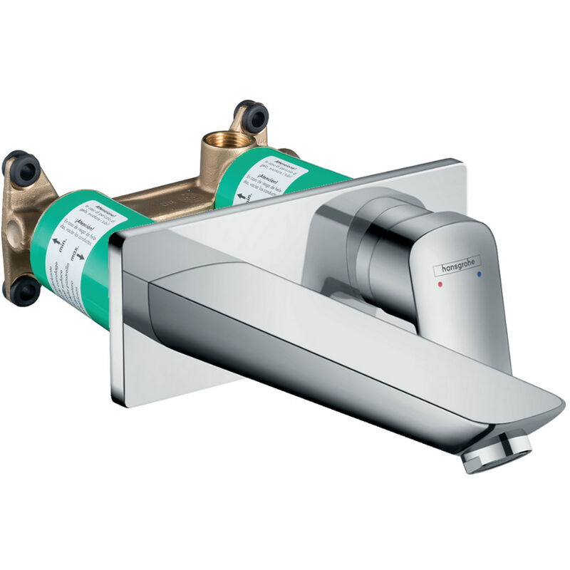 foto del prodotto hansgrohe logis set miscelatore lavabo incasso a parete cromo bocca 195mm scarico scarico corpo incasso 71220000 set 