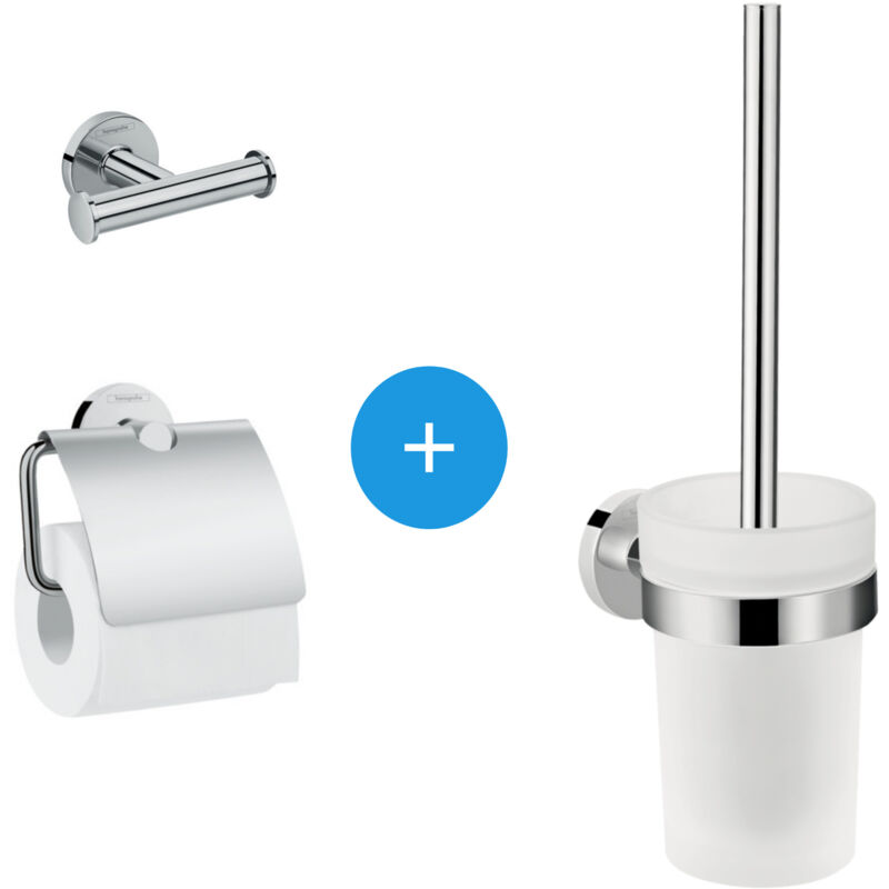 immagine 0 del prodotto hansgrohe logis universal pack, scopino wc gancio bagno portarotolo, cromato 41722000 triologis 