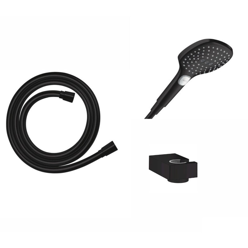 foto del prodotto hansgrohe pack raindance select e doccetta a 3 getti nero opaco con flessibile doccia isiflex e supporto a parete raindancenoirmat 2 