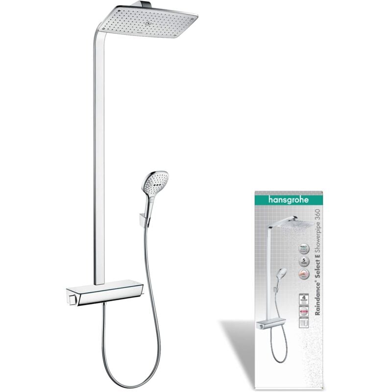 foto del prodotto hansgrohe raindance e - colonna doccia con miscelatore termostatico, sistema doccia 360 x 190 mm con rubinetto, doccetta 3 getti , tubo, asta e