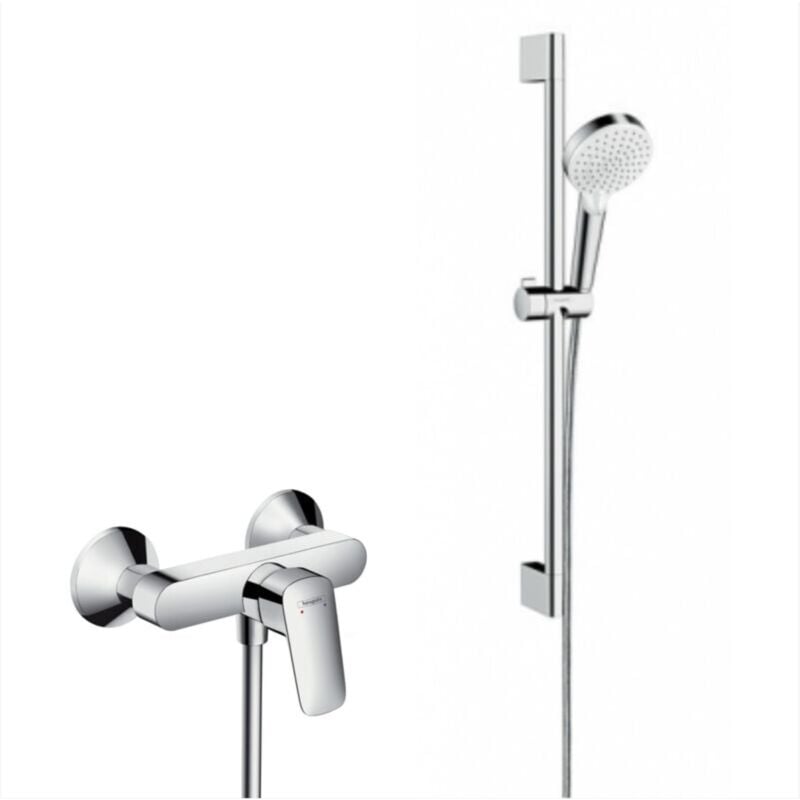 foto del prodotto hansgrohe set doccia con miscelatore logis doccetta a 2 getti asta 65 cm flessibile, cromata 71600000 crometta 