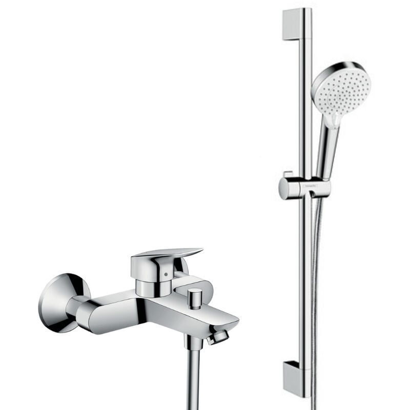 foto del prodotto hansgrohe set vasca doccia miscelatore logis doccetta 2 getti asta doccia 65cm flessibile, cromo 71400000 crometta 