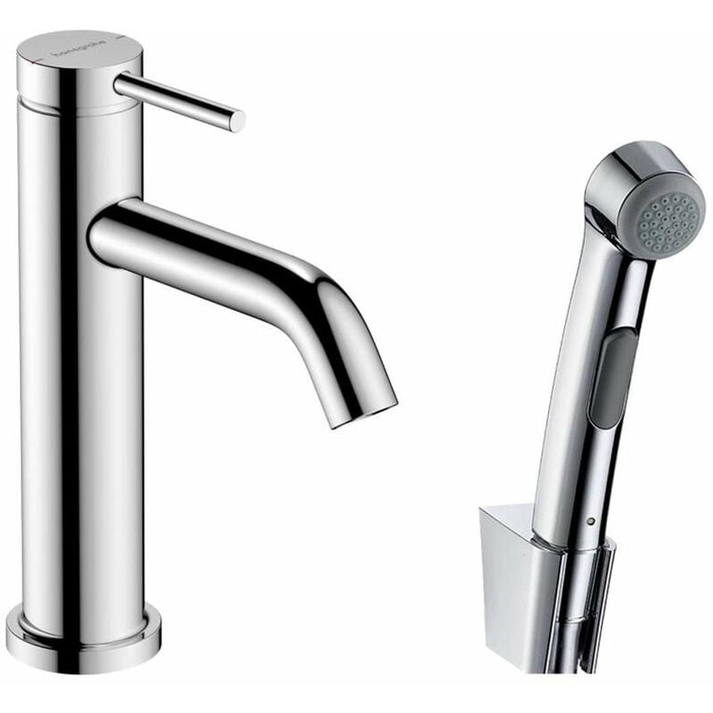 foto del prodotto hansgrohe tecturis s miscelatore da lavabo, con sistema di scarico push open e doccetta bidet, ecosmart, cromo 73211000