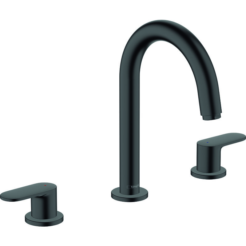 foto del prodotto hansgrohe vernis blend miscelatore da lavabo, con sistema di scarico, montaggio a 3 fori, nero opaco 71553670