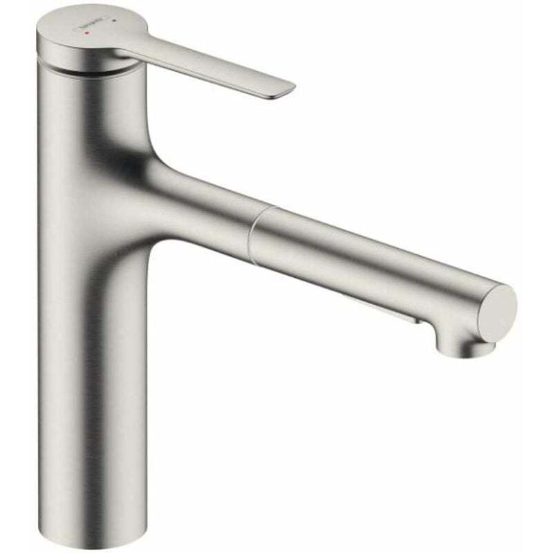 foto del prodotto hansgrohe zesis m33 miscelatore da lavello 160, con doccetta estraibile, sbox lite, simil inox 74804800