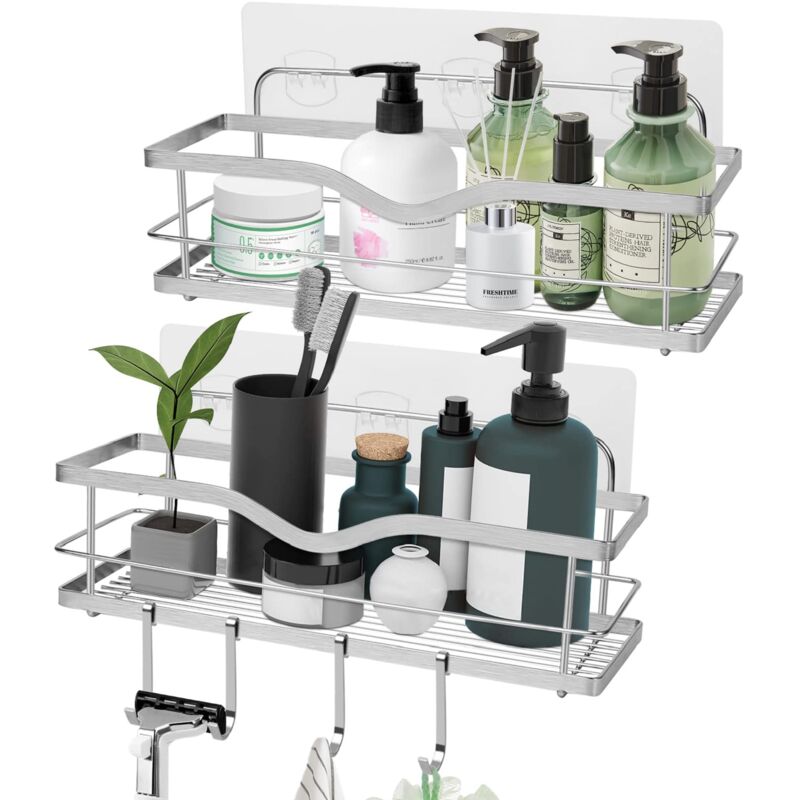 foto del prodotto happtws mensola doccia senza foratura portaoggetti doccia 2pcs set organizer bagno parete shampoo accessori doccia muro shelf shower in acciaio
