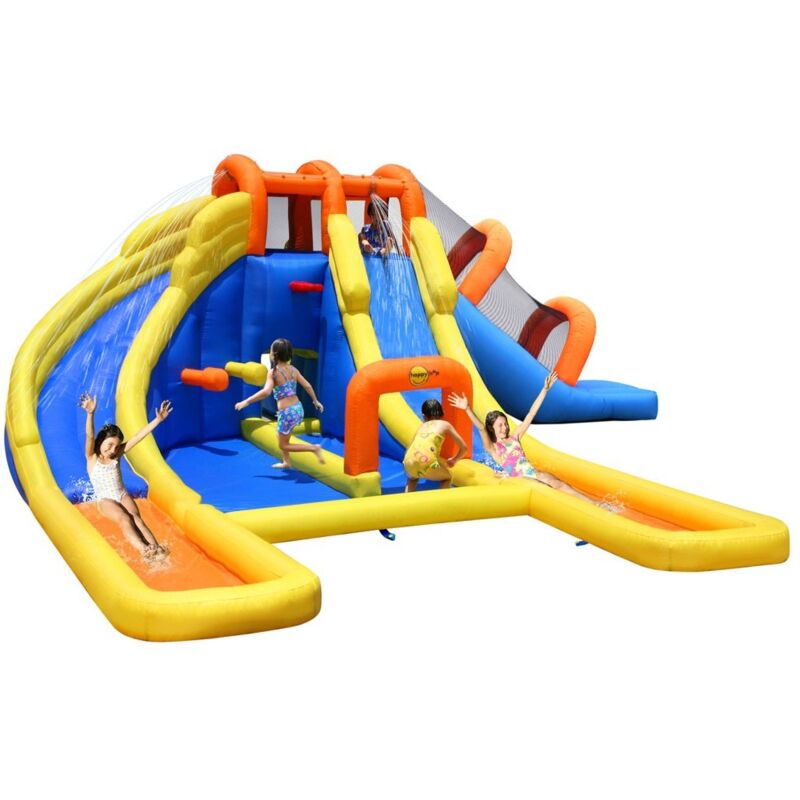 foto del prodotto happy castelli gonfiabili per bambini acquatico 3 scivoli canestro vasca giochi acqua