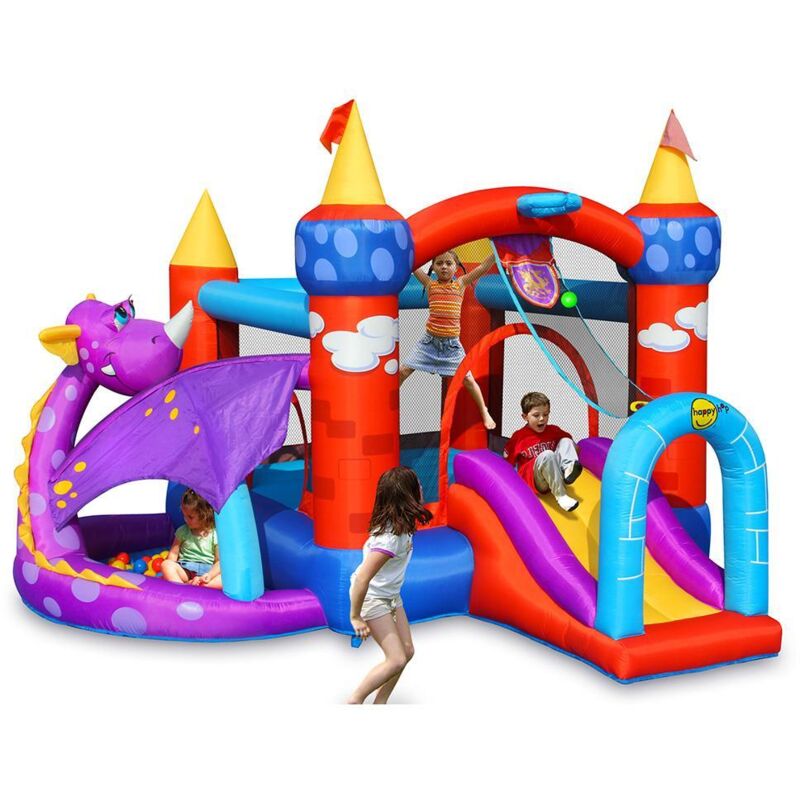 foto del prodotto happy castello giostra gonfiabile draghetto con pompa inclusa hop