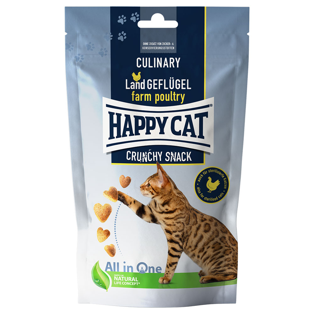 foto del prodotto happy cat culinary crunchy pollame di campagna snack per gatti 70 g