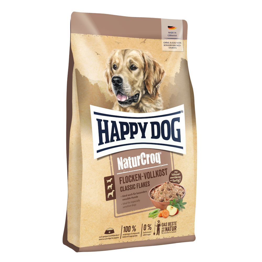 foto del prodotto happy dog premium naturcroq classic flakes alimento in fiocchi per cani 10 kg