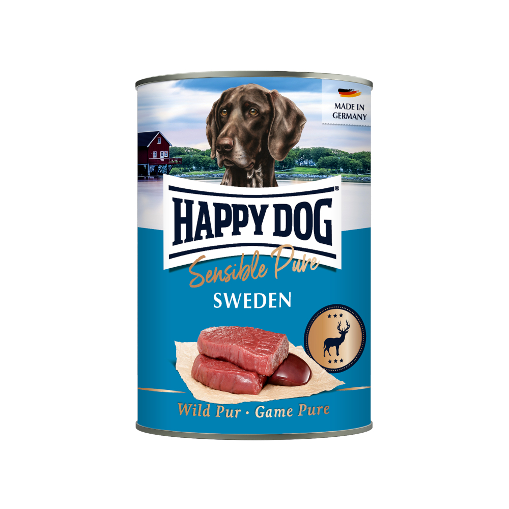 foto del prodotto happy dog sensible pure 6 x 400 g umido cane svezia selvaggina pura 