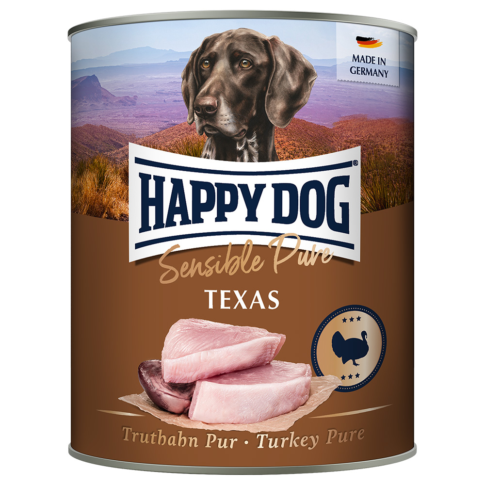 foto del prodotto happy dog sensible pure 6 x 800 g alimento umido per cani texas tacchino puro 